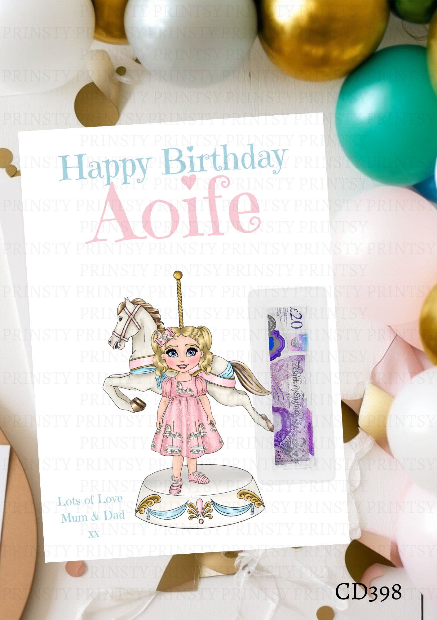 Carousel Dolly Money Card