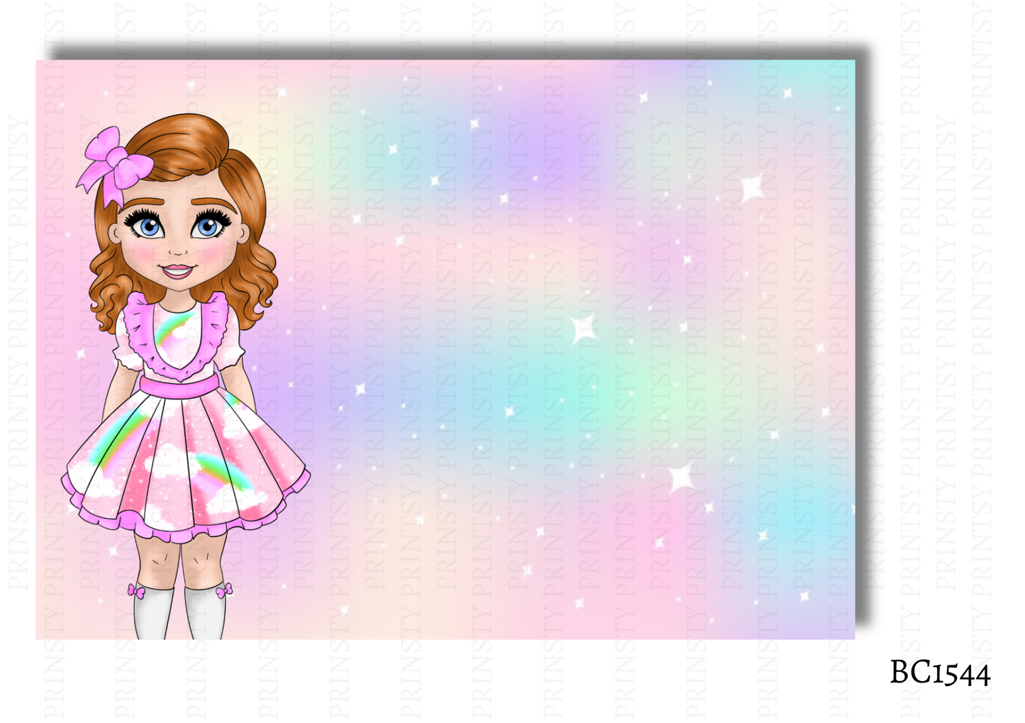 Rainbow Dolly Bow Card
