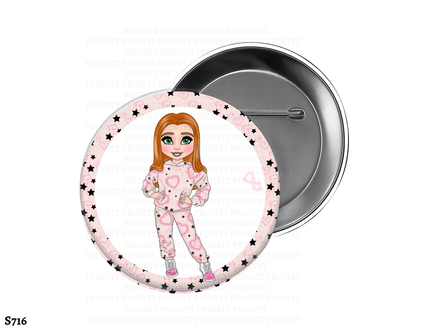 Pink Heart Graffiti Dolly BowBitz/Badges