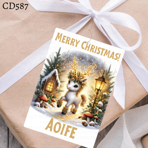 Christmas Unicorn Gift Label