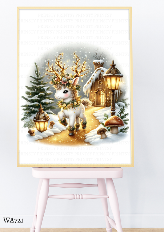Christmas Unicorn Wall Art