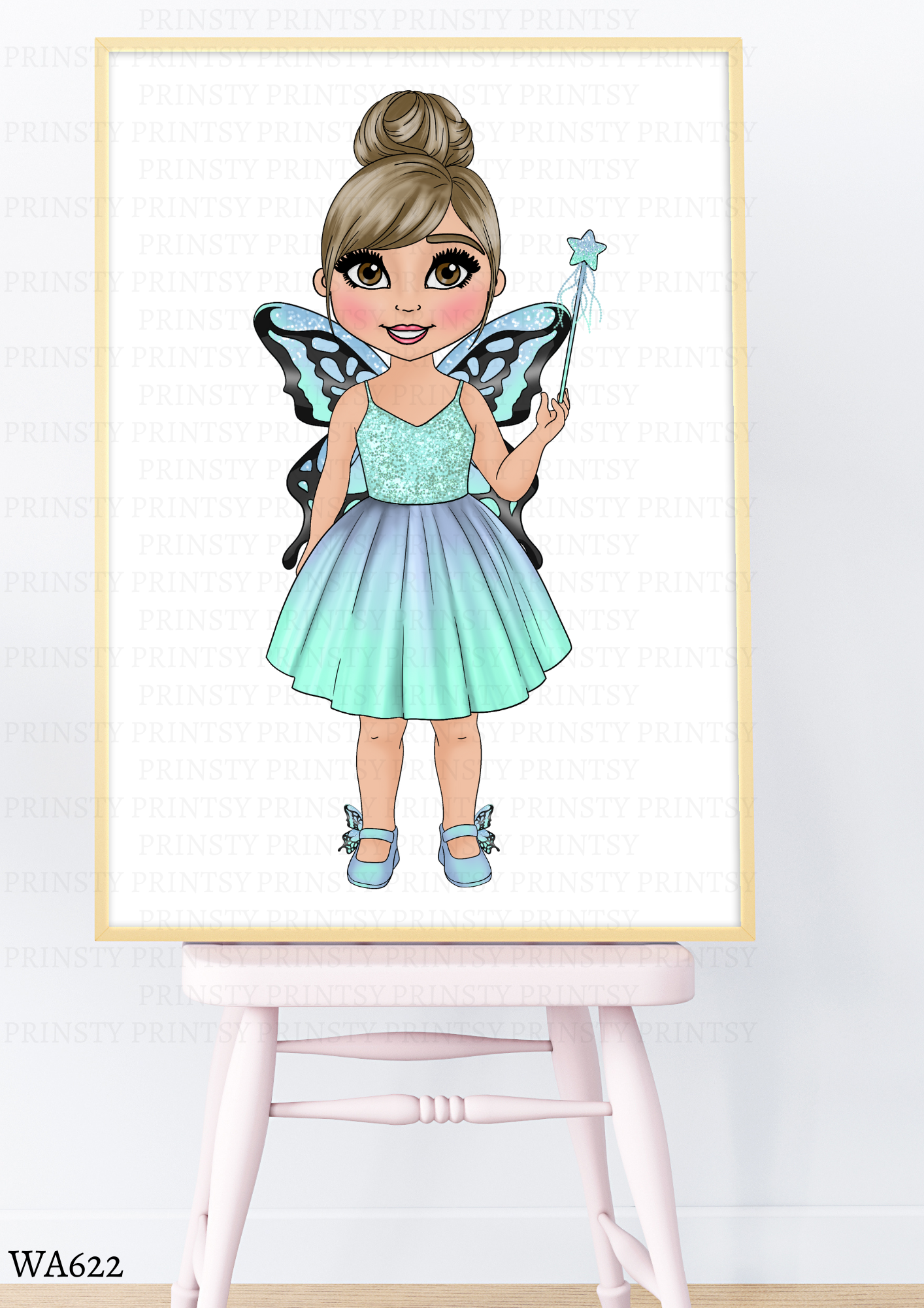 Blue Butterfly Dolly Wall Art