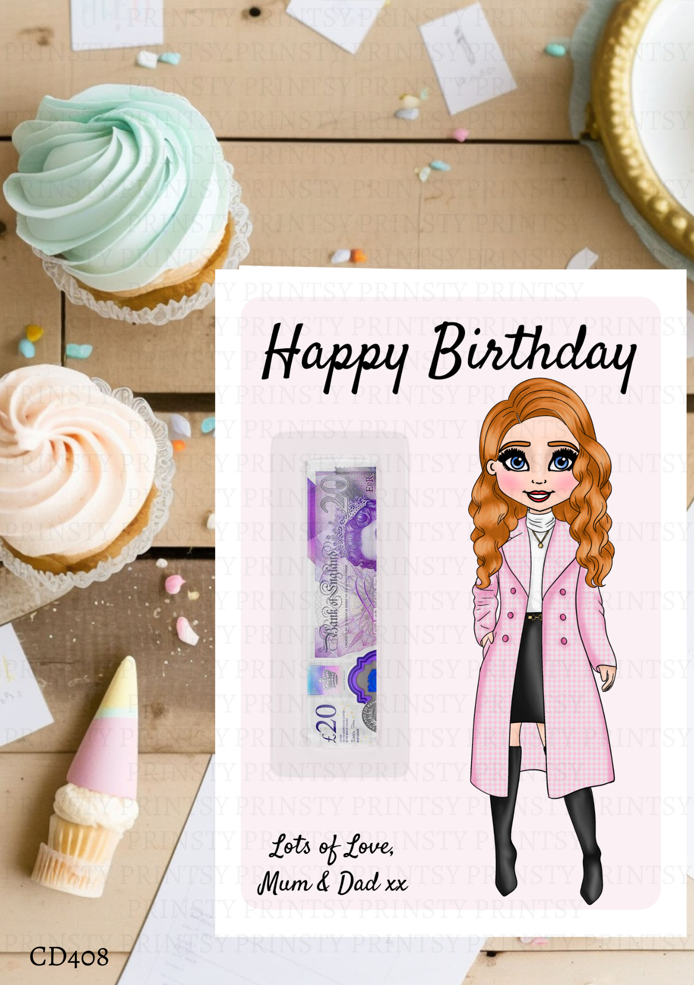 Elegant Dolly Money Card