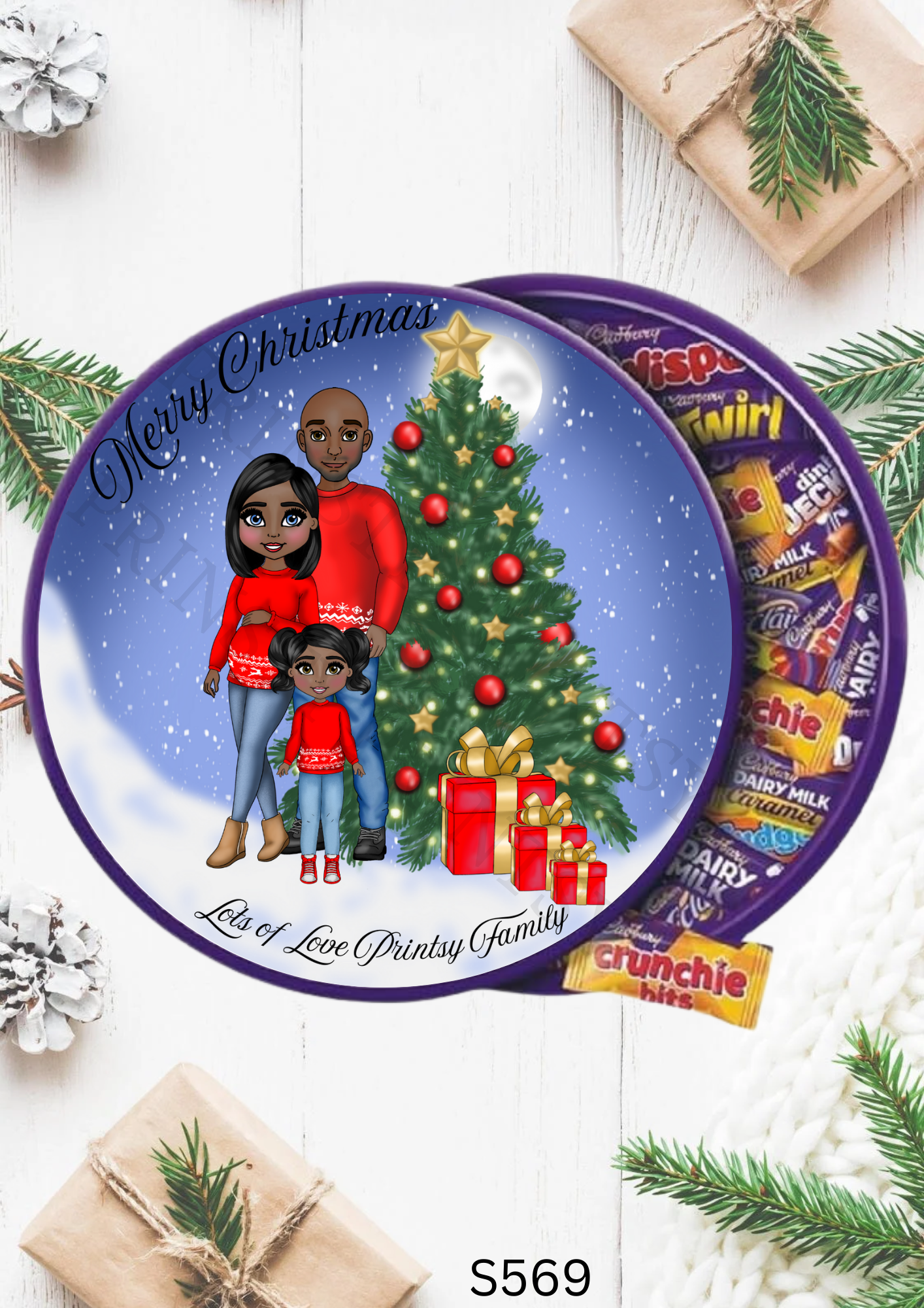 Christmas Family Chocolate Tub Sticker