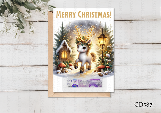 Christmas Unicorn Money Card