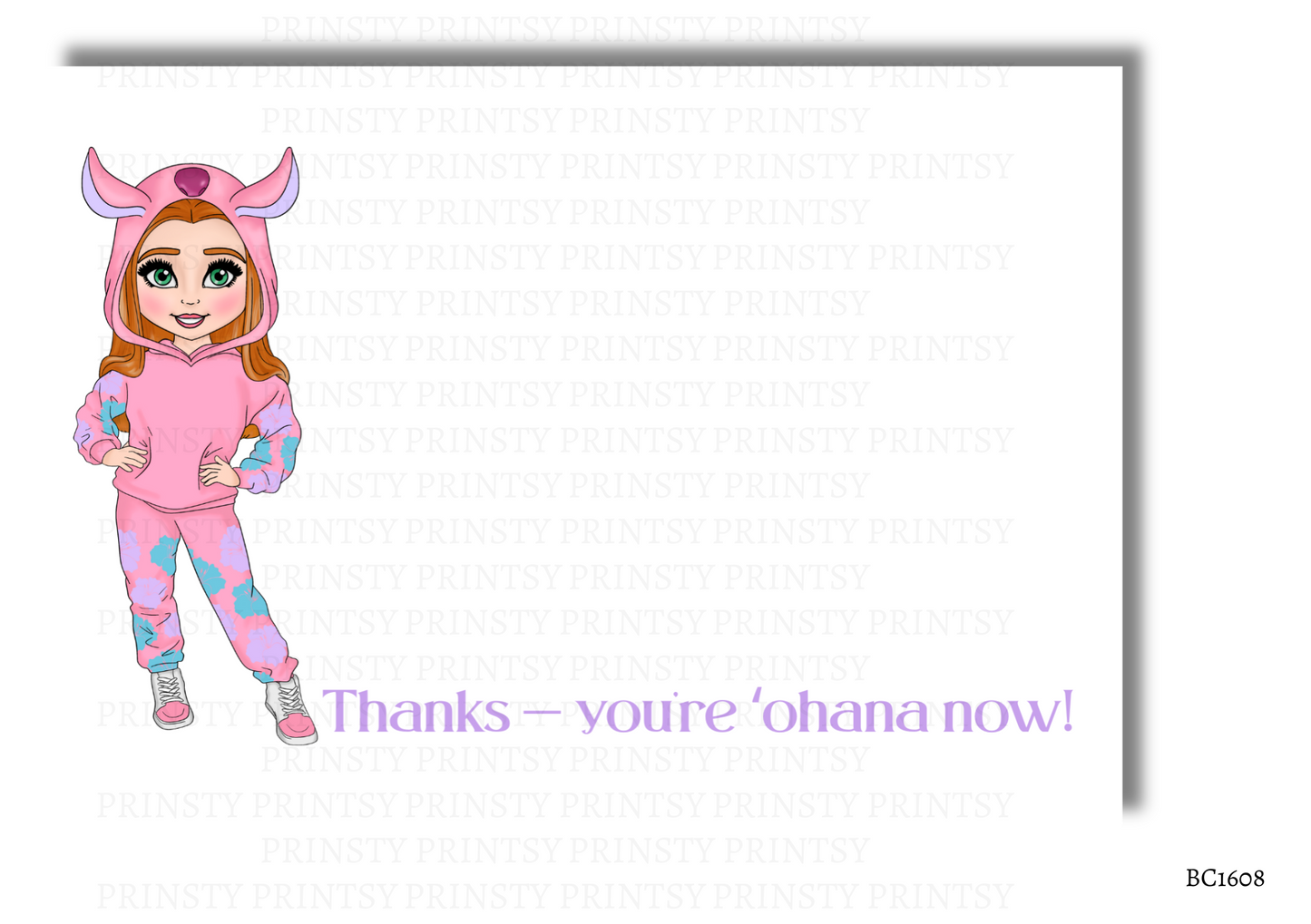 Pink Hawaiian Dolly Bow Card