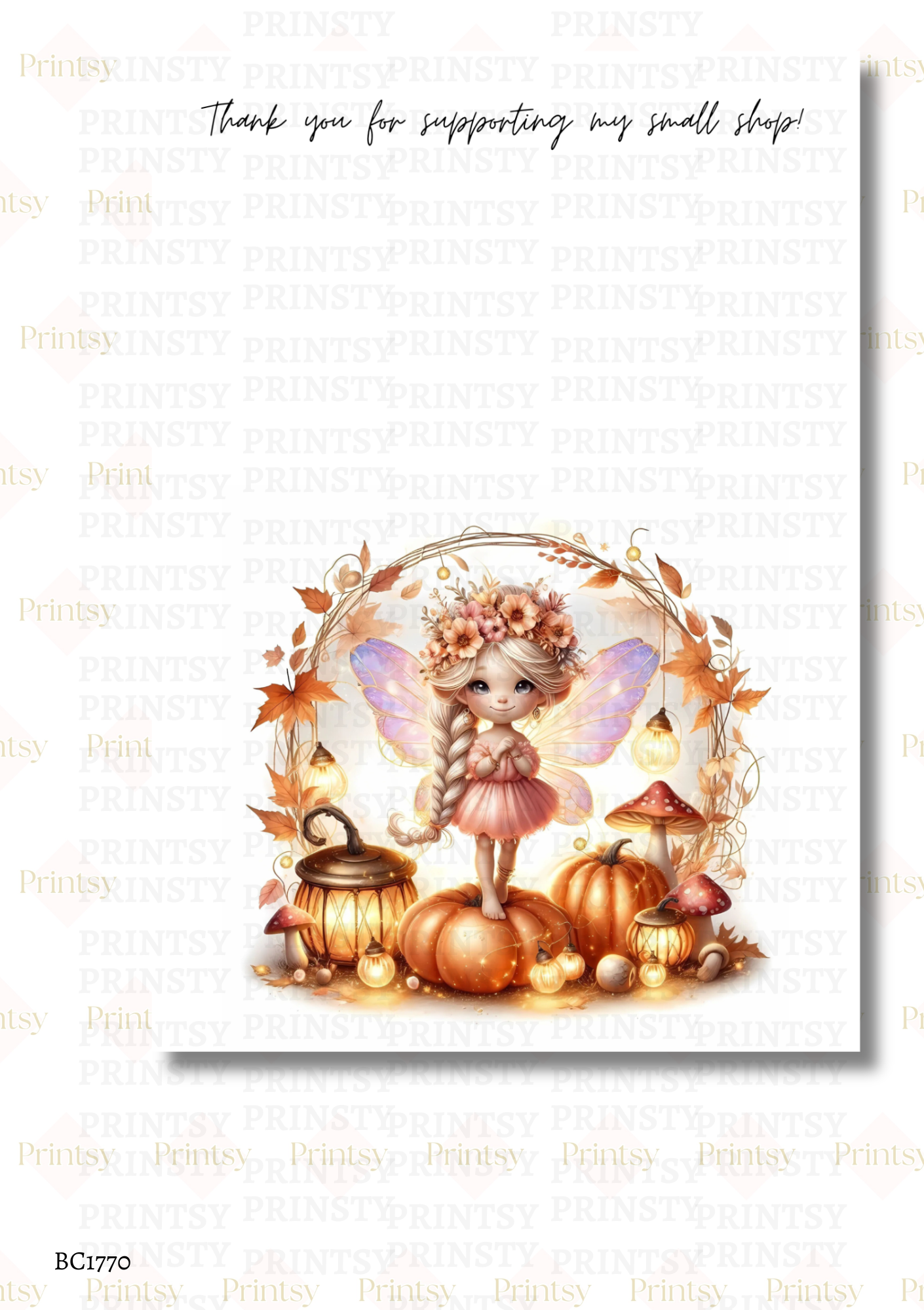 Cute Autumn Fairy Bow Card
