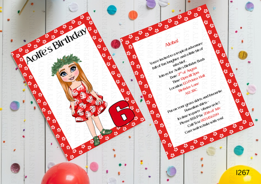 Red Hawaiian Dolly Invite