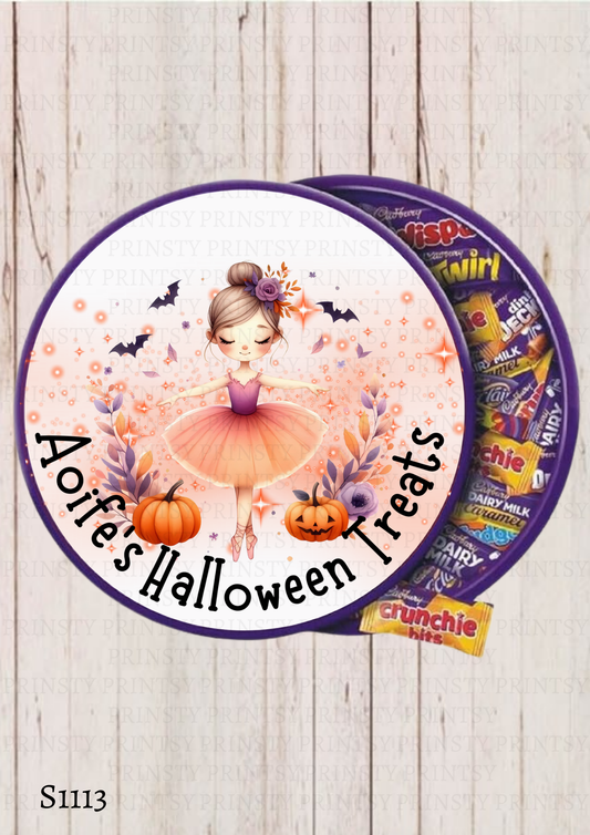 Cute Halloween Ballerina Chocolate Tub Sticker