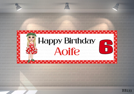 Red Hawaiian Dolly Banner