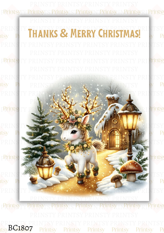 Christmas Unicorn Bow Card