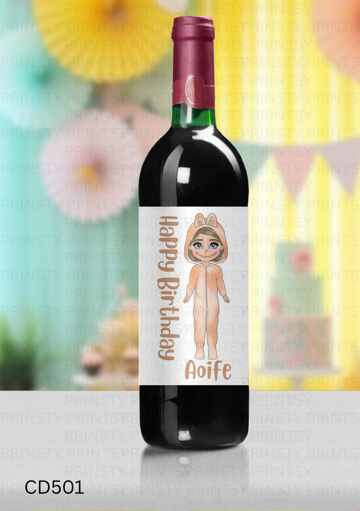 Mini Magic Monster Dolly Wine Bottle Sticker