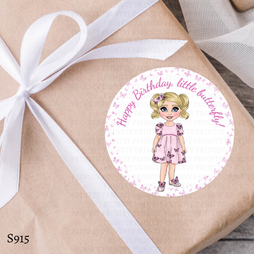 Pink Butterfly Dolly Sticker Sheet