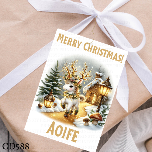 Christmas Unicorn Gift Label