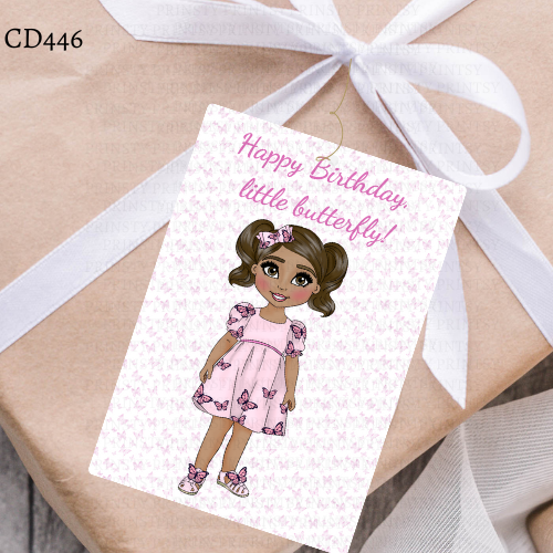 Pink Butterfly Dolly Gift Label