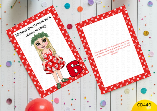 Red Hawaiian Dolly Celebration Card