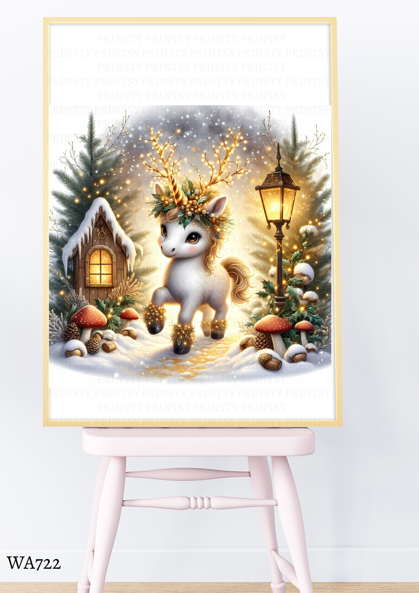Christmas Unicorn Wall Art