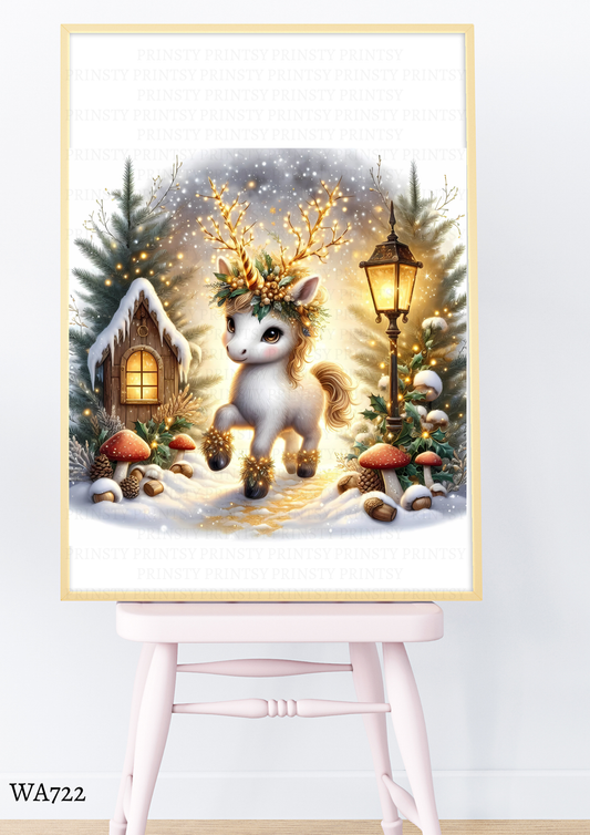 Christmas Unicorn Wall Art
