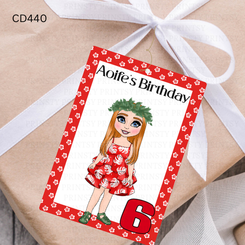 Red Hawaiian Dolly Gift Label