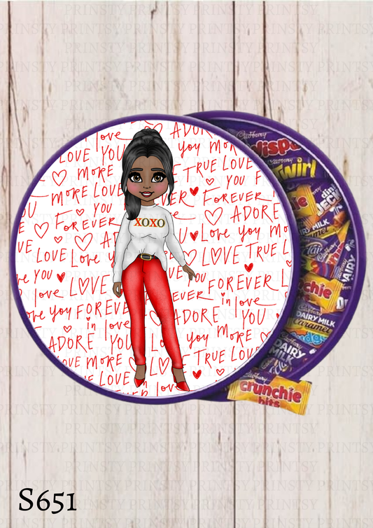 Dolly Valentines Chocolate Tub Sticker