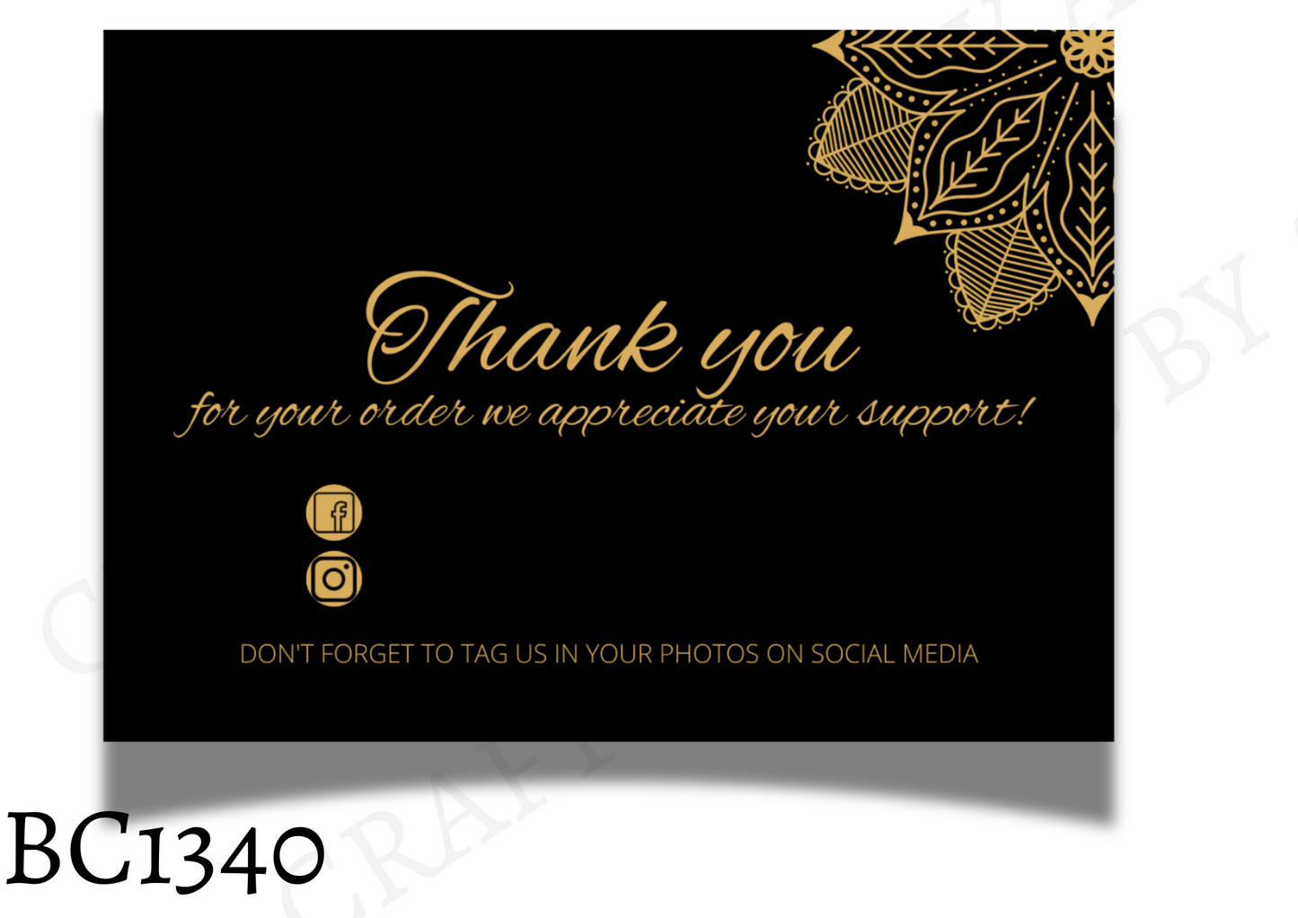 Black and Gold Personalised Thank You Card