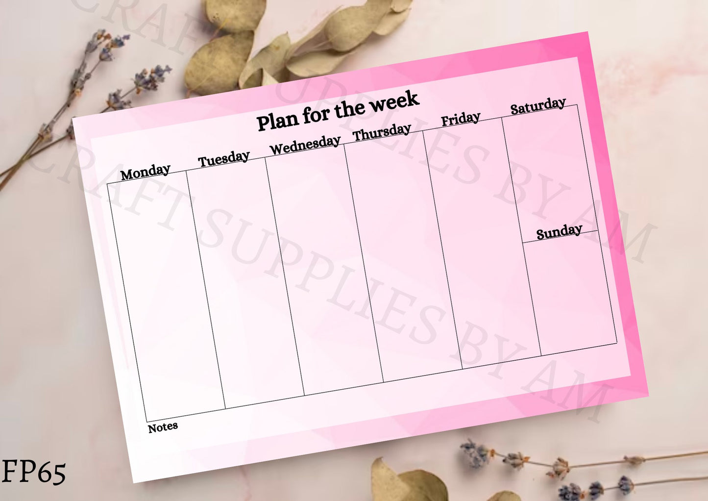 Pink Weekly Planner