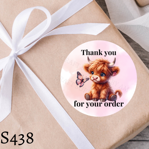 Highland Cow Thank You Sticker