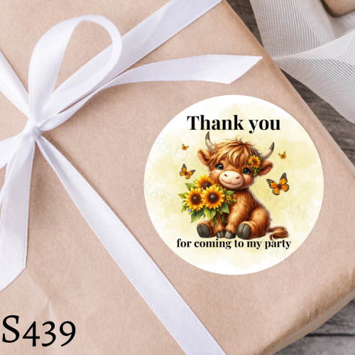 Highland Cow Birthday Sticker